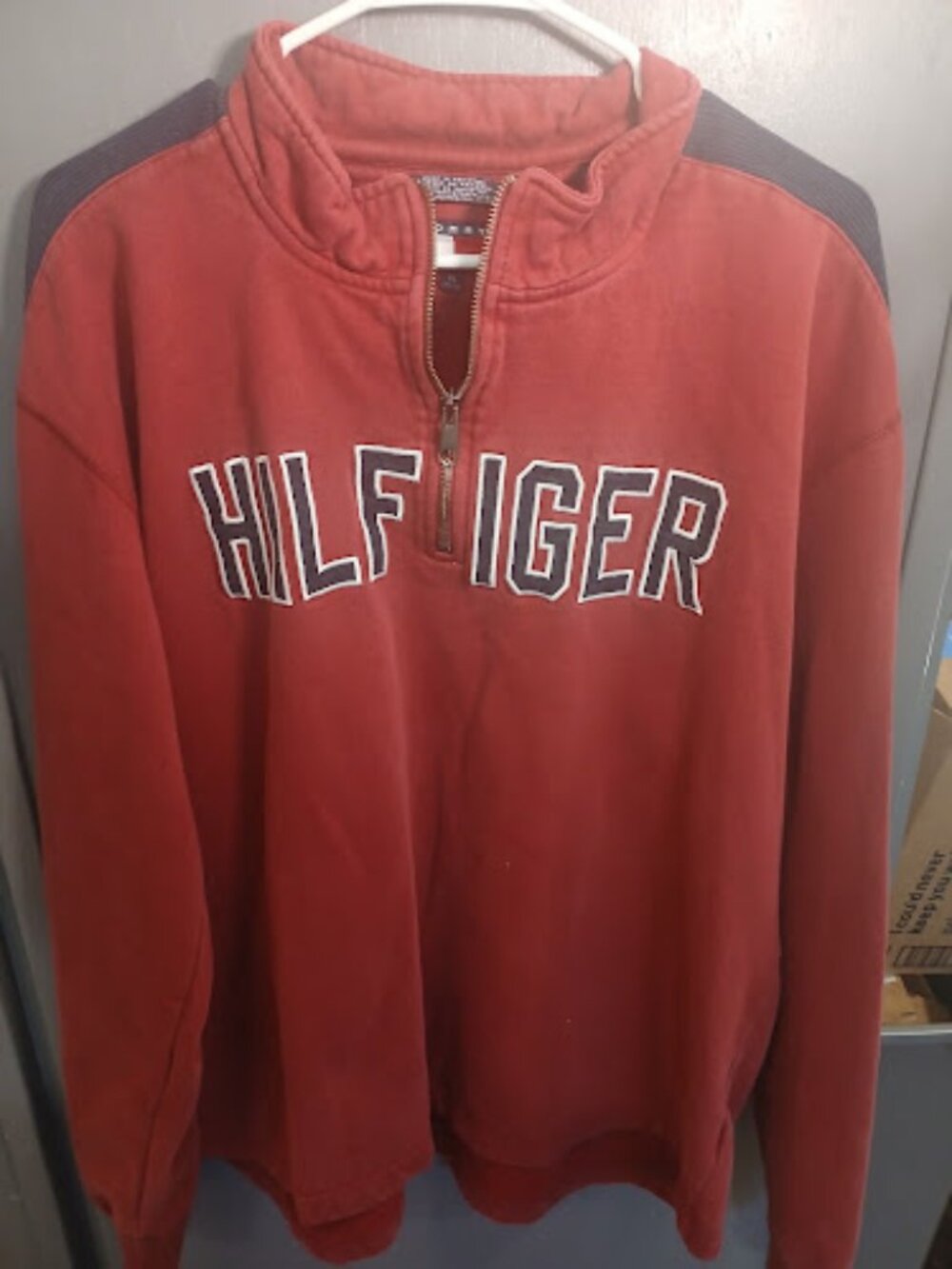 Vintage 90s Tommy Jeans Hilfiger Spellout 1/4 Zip Pullover XL